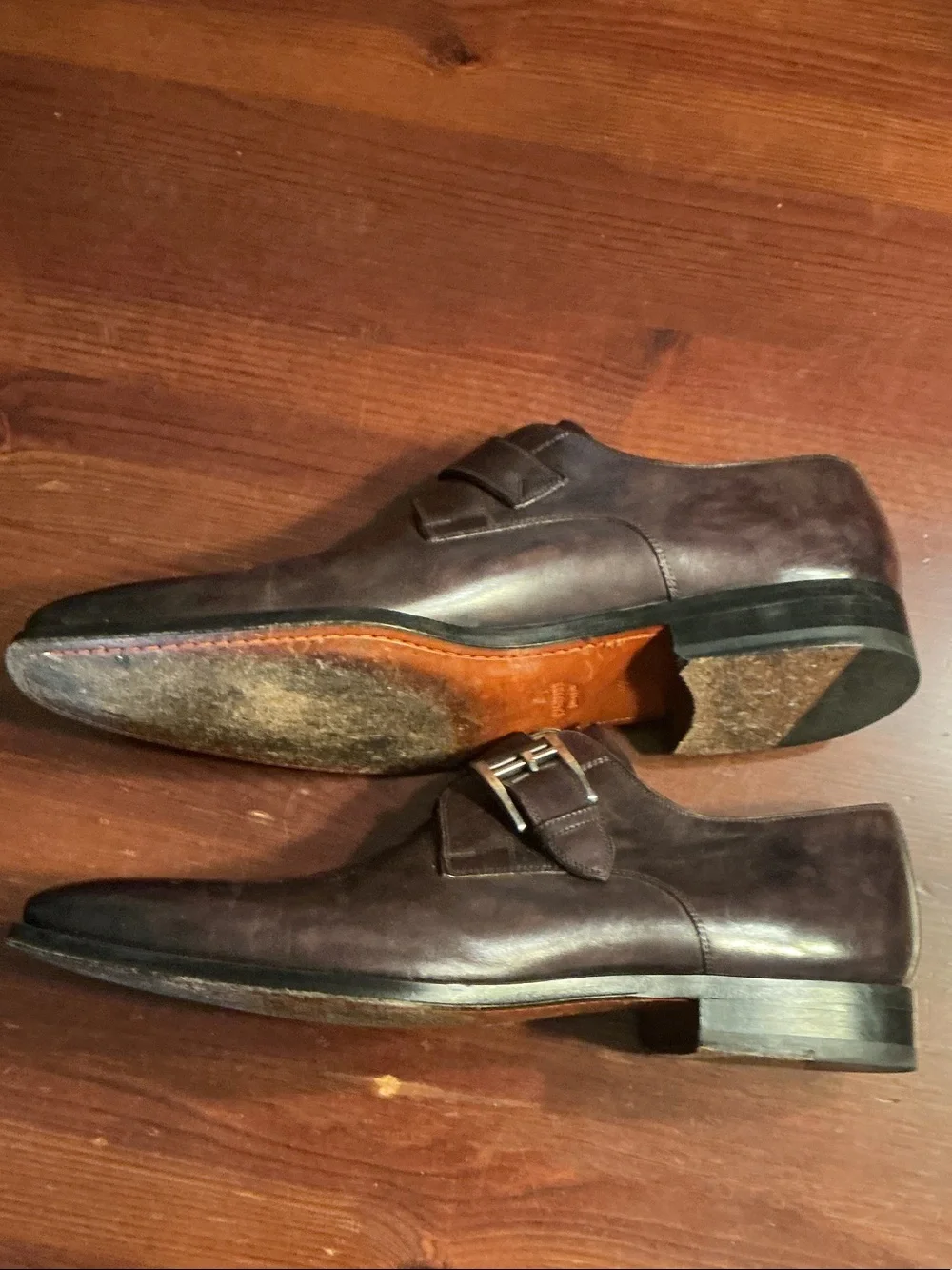 Magnanni Brown Single Monk Strap Leather Shoes